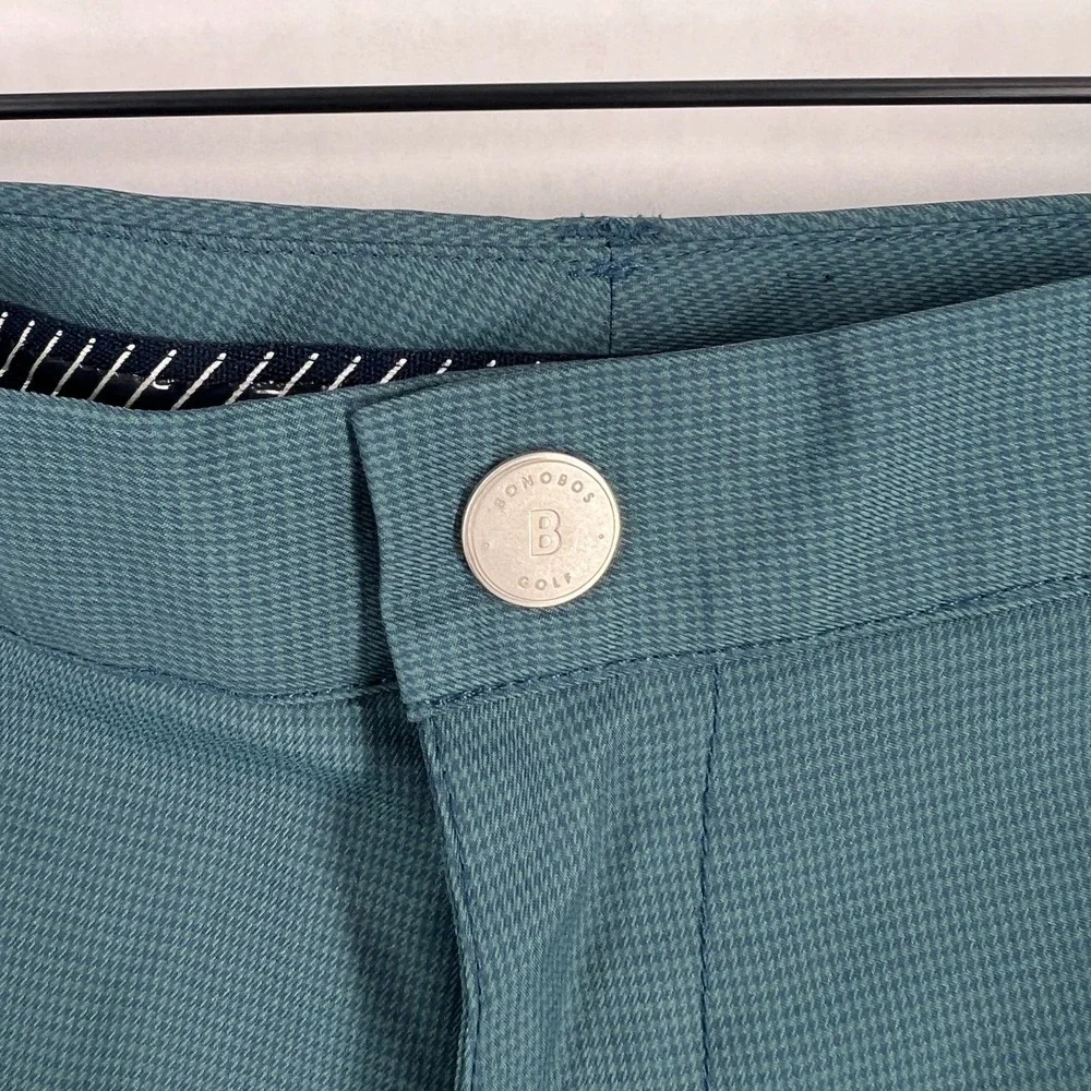 Bonobos Golf Chino Pant Mens‎ 34 Teal Houndstooth Performance Classic Straight